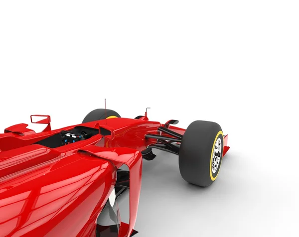 Fórmula vermelha um carro - foco em rodas dianteiras — Fotografia de Stock