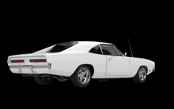 Λευκό αυτοκίνητο μυών - πίσω πλαϊνή όψη — Φωτογραφία Αρχείου