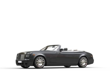 Koyu gri metalik lüks araba - beyaz arka plan üzerinde izole