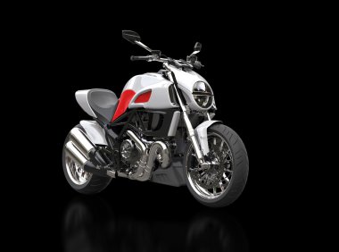 Beyaz spor motor kırmızı detayları ile