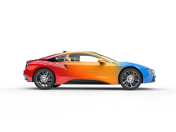 Modern spor araba - üç renkli varyasyon boya - yan görünüm — Stok fotoğraf