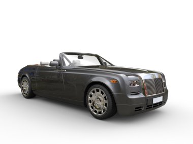 Koyu metalik cabriolet lüks araba - yan görünüm 