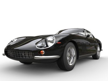 Siyah klasik spor otomobil - Far portre vurdu 