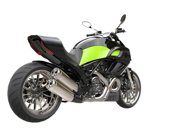 Moto sportiva nera con dettagli verdi — Foto Stock