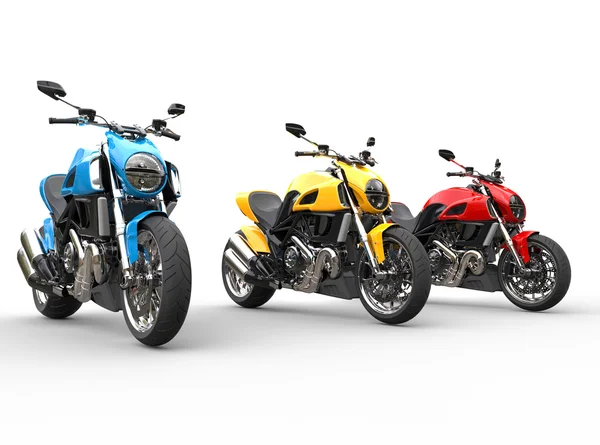 Três motos de esportes sucessivamente - tiro de estúdio — Fotografia de Stock