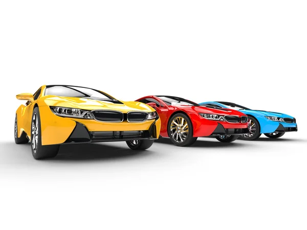 Sports cars - primary colors — Stock Photo, Image