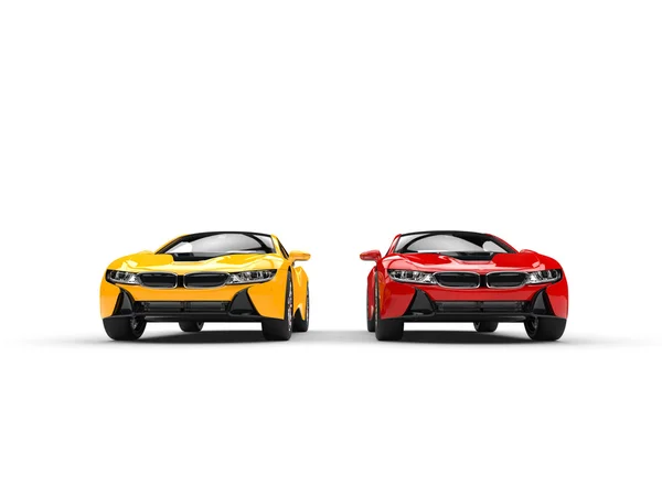 Nowoczesne samochody sportowe - czerwony i żółty — Zdjęcie stockowe
