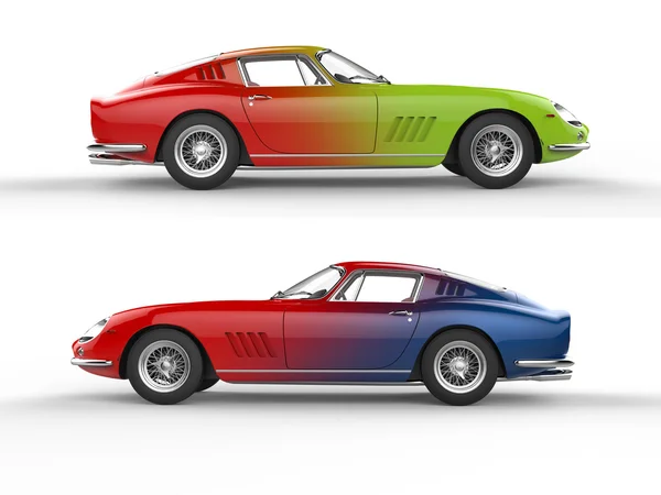 Retro carros desportivos - mistura de cores - vista lateral — Fotografia de Stock