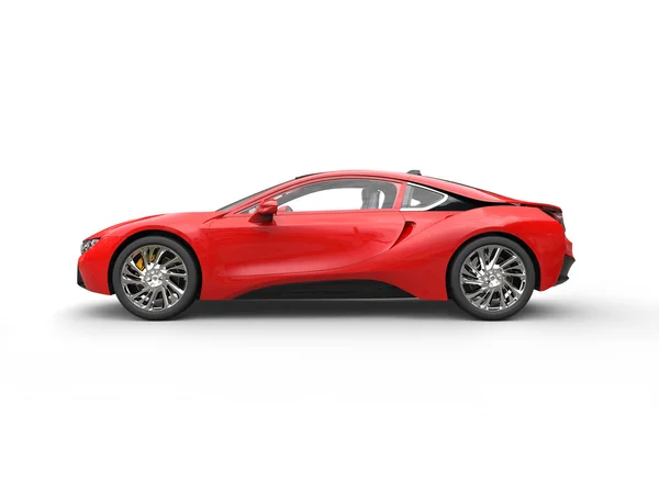 Moderno coche deportivo rojo - vista lateral — Foto de Stock