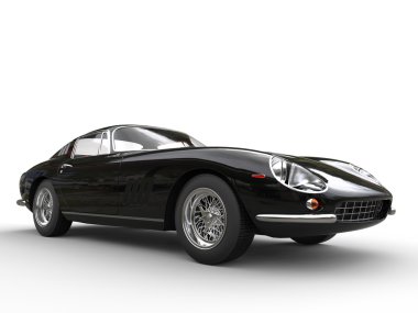 Siyah klasik spor otomobil - ön kanat portre vurdu