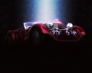 Kırmızı eski model araba - epik aydınlatma