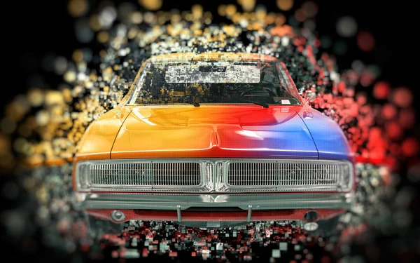 Renkli vintage kas araba - piksel bokeh etkisi