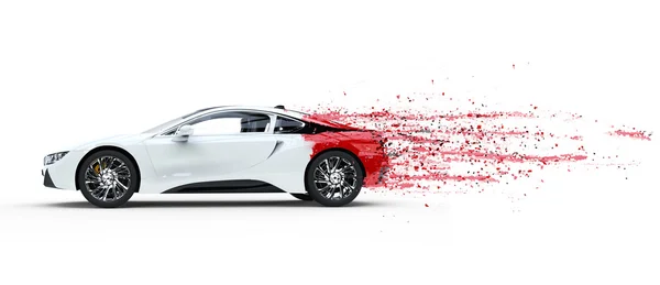 Opravdu rychle bílé sportovní auto - barva loupe — Stock fotografie
