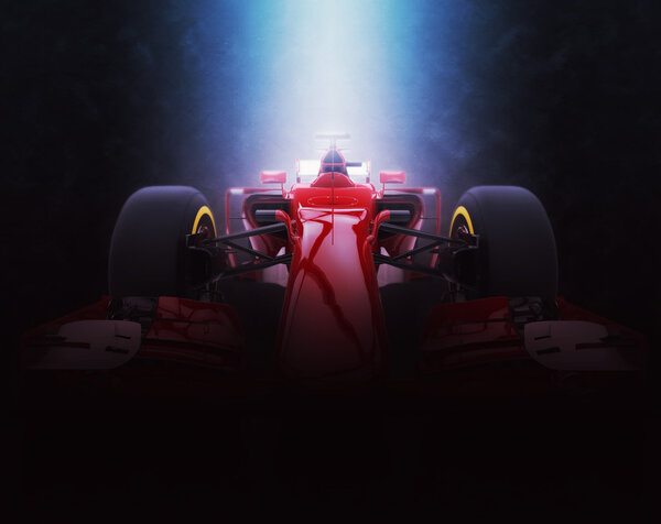 Red formula one car - epic lighting - 3D Illustration
