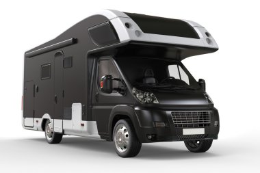 Siyah camper van - Önden Görünüm portre vurdu