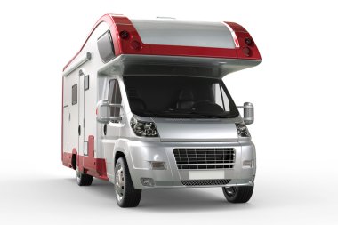 Kırmızı renkli jantlar ile beyaz camper van