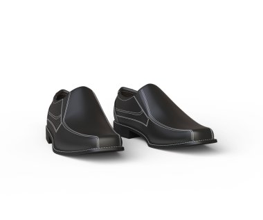 Beyaz dikişli siyah deri mokasen