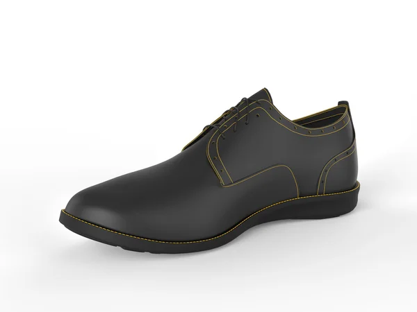 Sapato oxford preto elegante com costura amarela — Fotografia de Stock