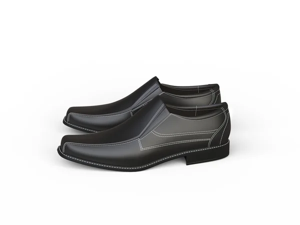 Mocassins de couro preto com costura branca - vista lateral — Fotografia de Stock