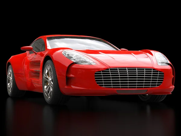 Röd sportbil - närbild skott - isolerad på svart bakgrund — Stockfoto