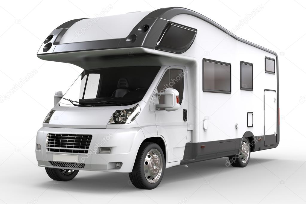 Witte camper voertuig - studio verlichting close-up shot — Stockfoto ... Witte camper voertuig - studio verlichting close-up shot — Stockfoto ...