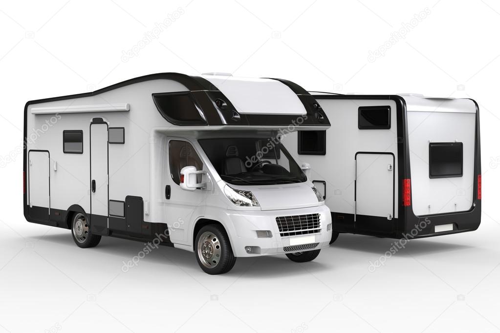 Grand camping-car avant et arrière côte à côte — Photo de