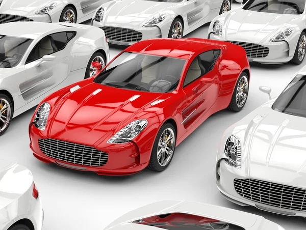 Güzel kırmızı spor araba odak