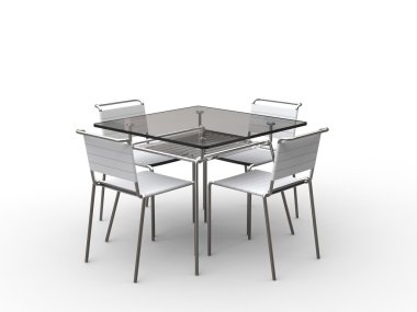 Bezle cam masa sandalye sarılı