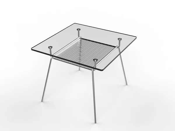 Mesa pequeña de vidrio y aluminio —  Fotos de Stock