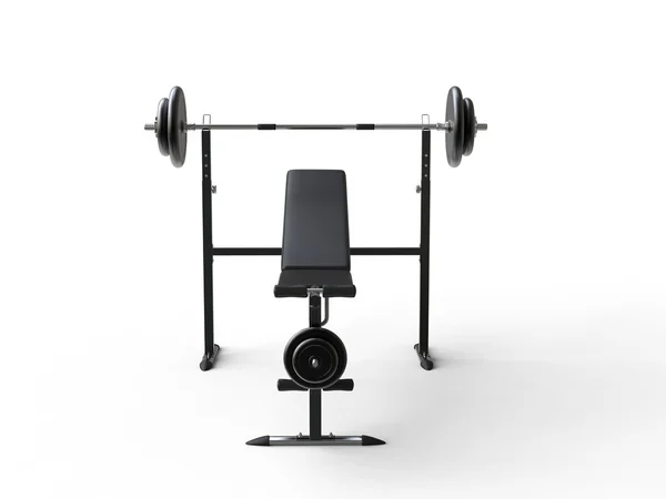Banc de gym inclinable avec haltère et plaques de poids supplémentaires — Photo