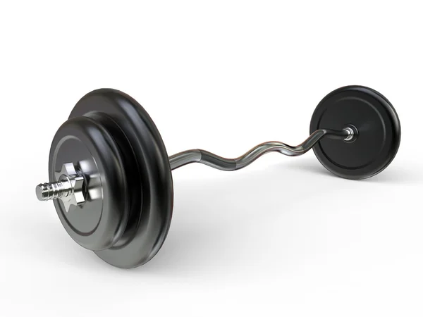 Barbell weight with curved bar and standard weight plates — Stock Photo, Image
