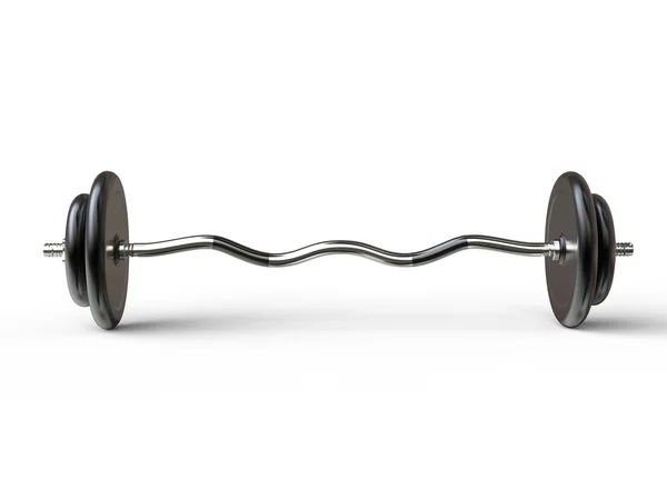 Barbell weight with curved bar and standard weight plates - front view — Stock Photo, Image