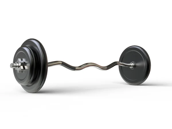 Barbell weight with curved bar and standard weight plates — Stock Photo, Image