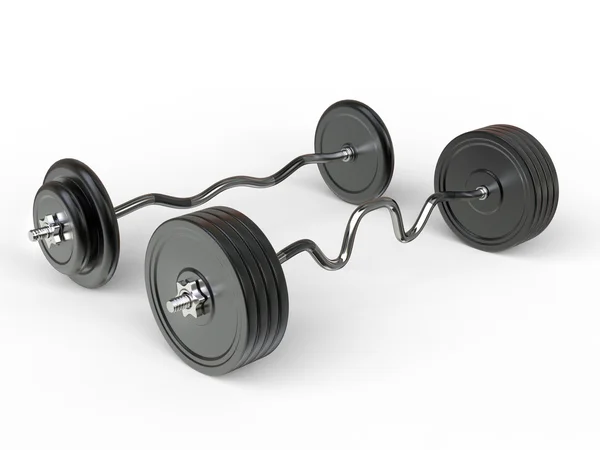 Various barbell weights with different bars and weight plates — Stock Photo, Image