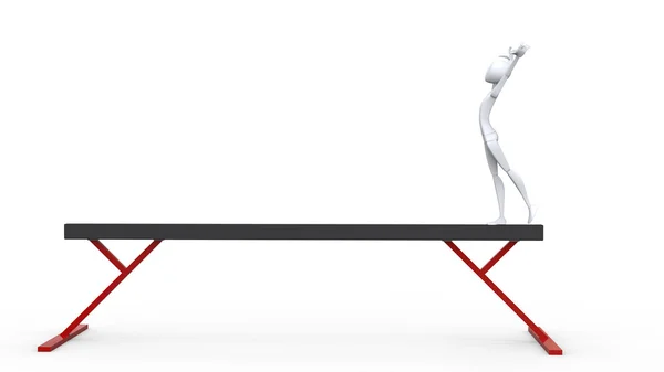 Gimnasta blanca en una viga de equilibrio en posición inicial — Foto de Stock