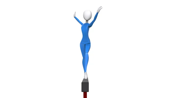 Гімнастка в блакитному вбранні - вітальна підставка - вид спереду — стокове фото