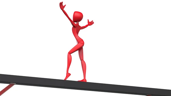 Röd gymnast på skoparmen — Stockfoto