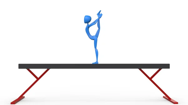 Blå gymnasten utför ett ben står — Stockfoto