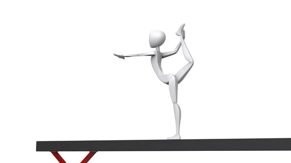 Turnster uitvoeren van één been arabesque staan op de evenwichtsbalk — Stockfoto