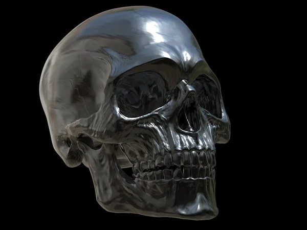 Чёрный металлический череп — стоковое фото