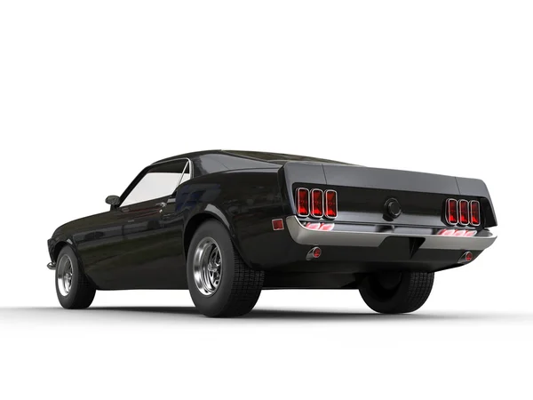 Awesome black muscle car - back side view — Stock Photo, Image