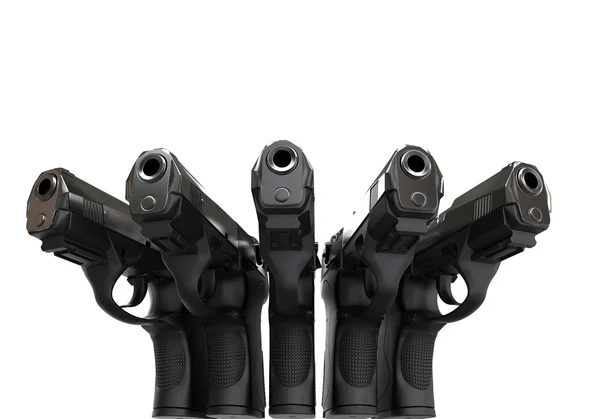Conjunto de cinco pistolas semi automáticas — Fotografia de Stock