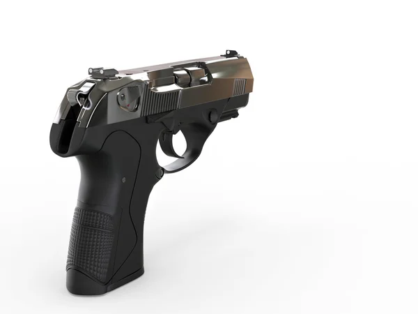 Kompakt hand pistol med metallic chrome finish — Stockfoto