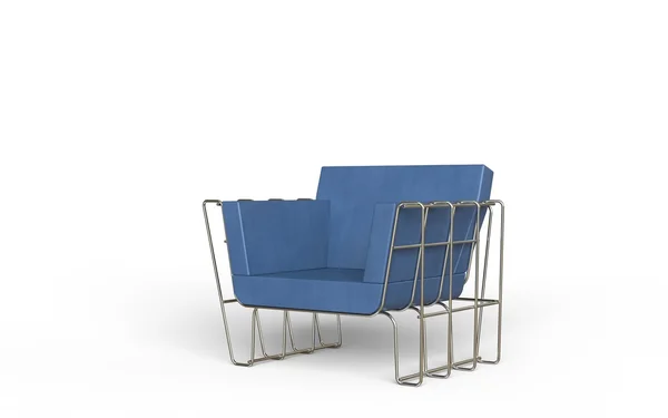 Blauw lederen moderne fauteuil — Stockfoto