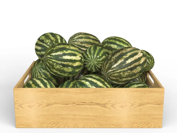 Kupie arbuzy w drewnianym etui — Zdjęcie stockowe