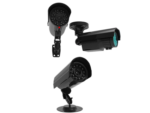 Câmeras de vigilância - modelos montados na parede, no chão e no teto — Fotografia de Stock