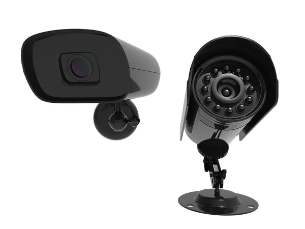 Duas câmeras de vigilância pretas — Fotografia de Stock