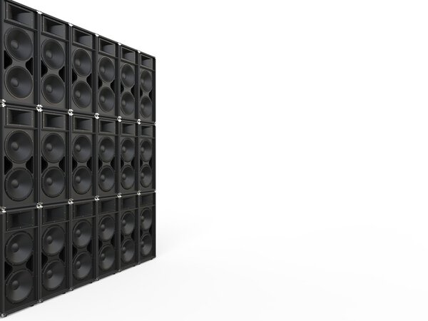 Small wall of horn loudspeakers