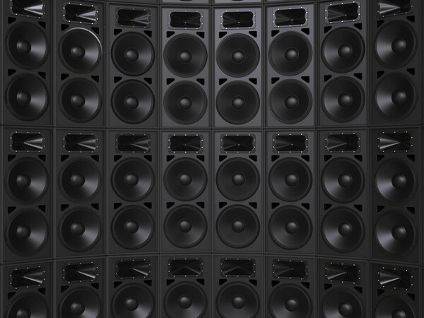 Кривая стенка концертных колонок - крупный план
