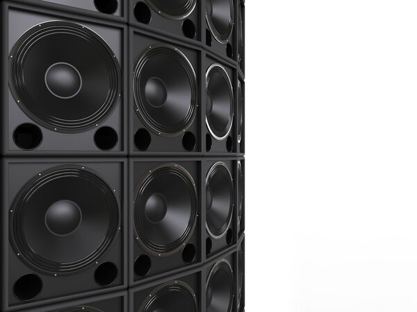 Tower of hifi bass speakers
